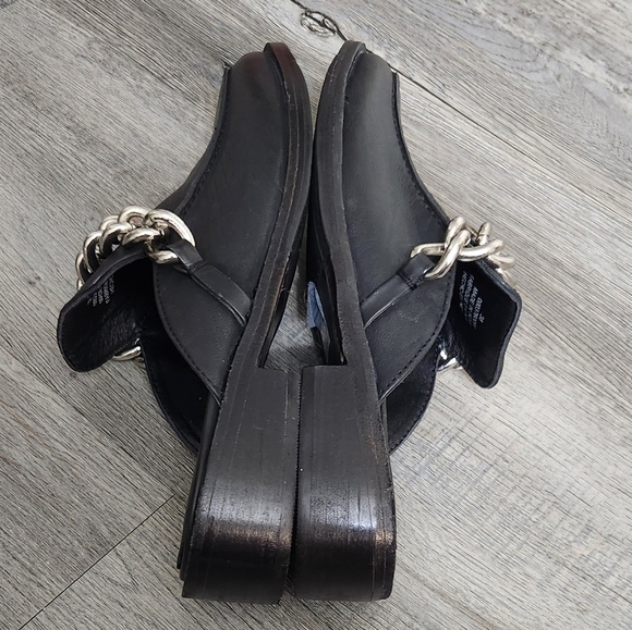 Free People‎ Vida Black Leather Silver Chain Mules - Picture 7 of 11